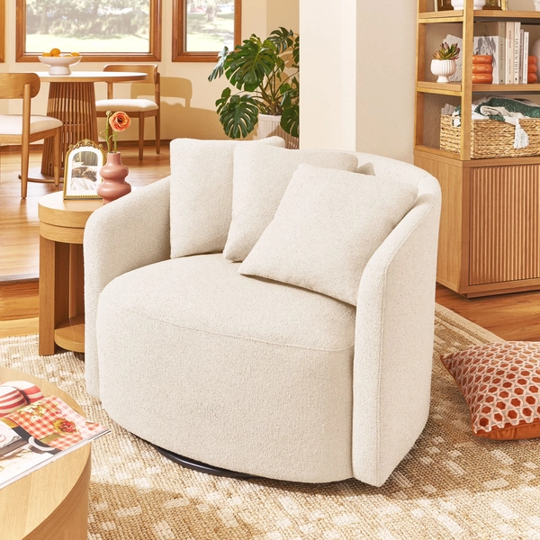 Beautiful Drew Accent Chair by Drew Barrymore, Cream Boucle - Walmart.com