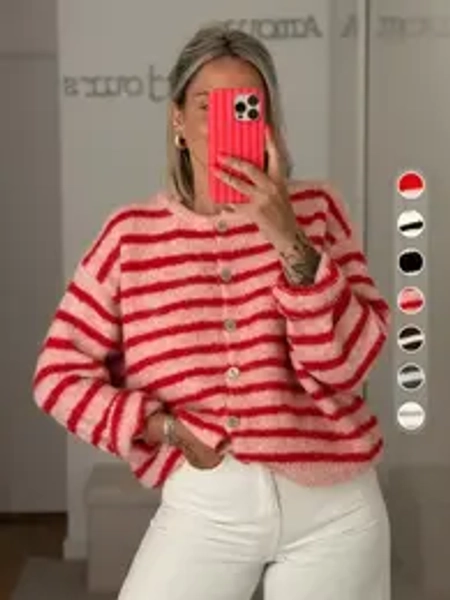 Women's Vintage Striped Cardigan, Casual Daily Wear, Perfect for Dates & Shopping, Ideal for Spring/autumn/winter Seasons
