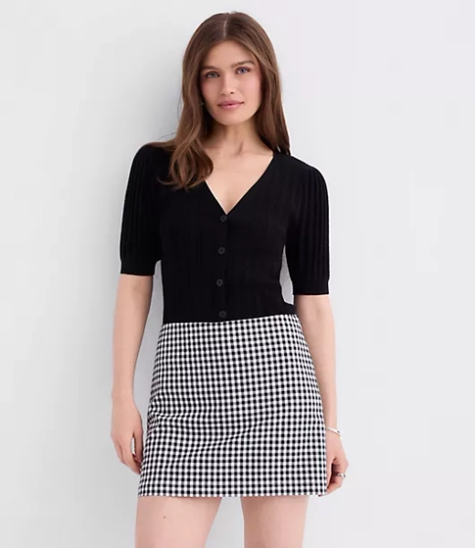 Petite Gingham Modern Mini Skort