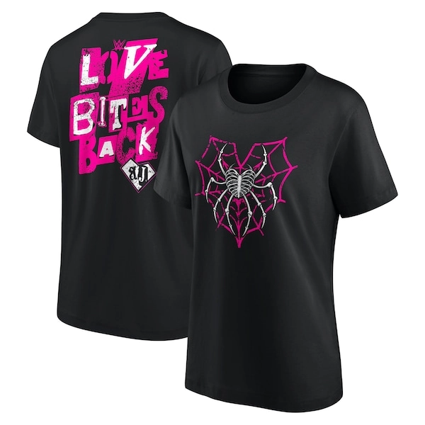WWE AJ Lee Love Bites Back T-Shirt - Black - Womens