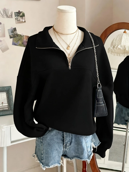 olive   zip sweatshirt a trendy   spring - Temu