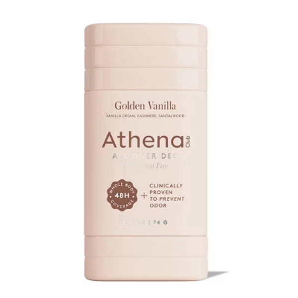 Athena Club All-Over Solid Deodorant - Golden Vanilla - 2.6oz: Whole Body Application, Fresh Primary Scent