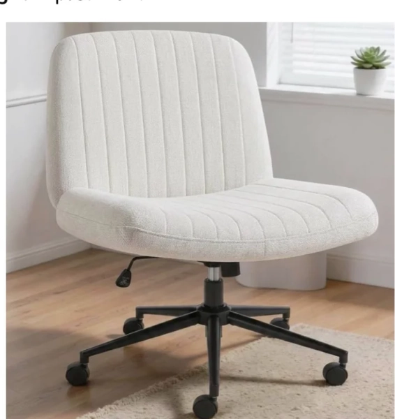 Amazon.com: Shintenchi Criss Cross Chair,Cross Legged Office Seat with Wheels Armless Swivel Vanity Chair,Height Adjustable Wide Computer Task Seating for Home Office,Beige : Home & Kitchen