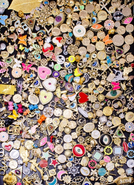 Random Mix Charm Bar Supply 14k Gold Filled Charm Assorted Charm Enamel Micro Pave CZ for Charm Bar Party Supplies Mix Pendants Fun DIY