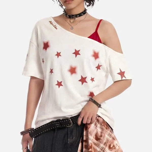 Aelfric Eden Star Graphic Off-The-Shoulder Tee