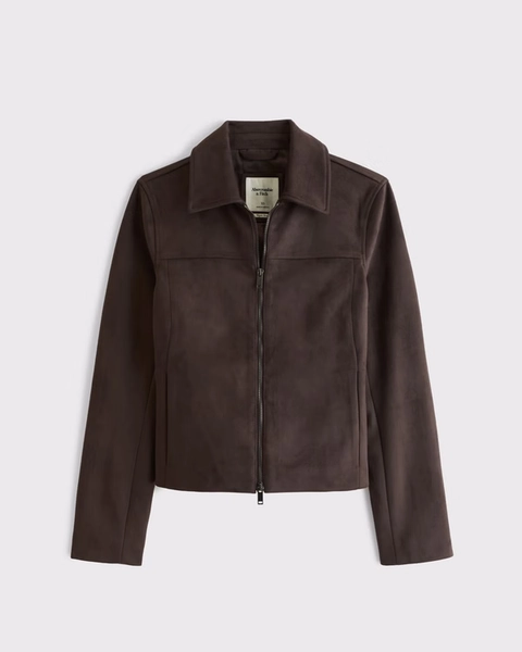 Slim Zip Vegan Suede Jacket