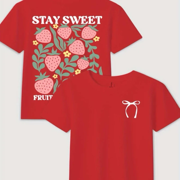 Strawberry Sweet Double-Sided Print T-Shirt