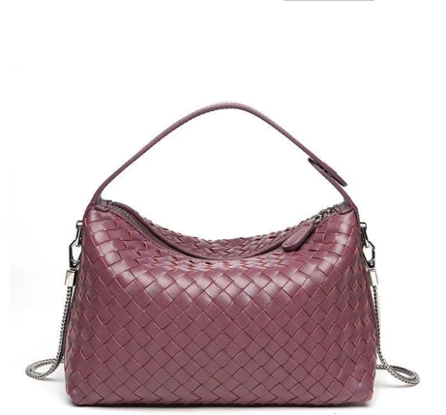 2024 Summer Collection: Luxurious Lambskin Woven Handbag for Women | Handcrafted Versatile Vintage-Inspired Shoulder Crossbody Bag, Original Purple