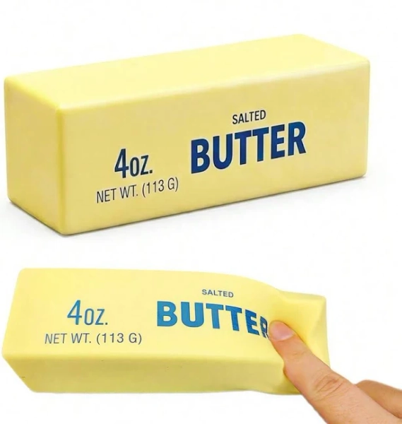 2026 New Slow Rebound Cute Butter Squeeze Stress Ball, Realistic Butter Shaped Soft Squeeze Toy, Upgraded Squishy Butter Stick Stress Relief Toy,