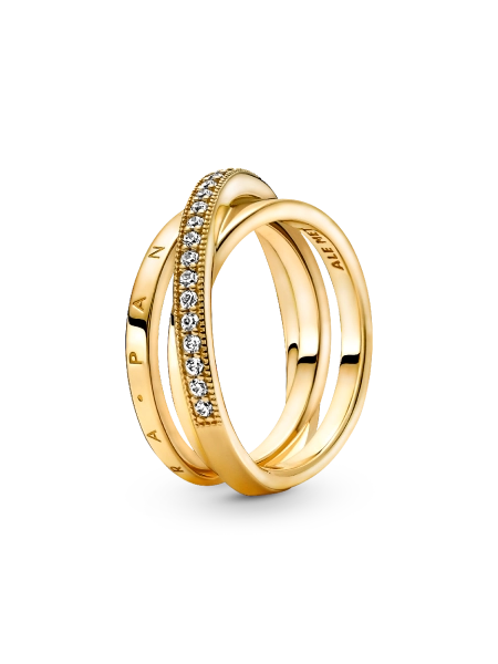 Crossover Pavé Triple Band Ring