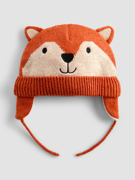 Rust Orange Fox Appliqué Hat - Size 0-12 Mths