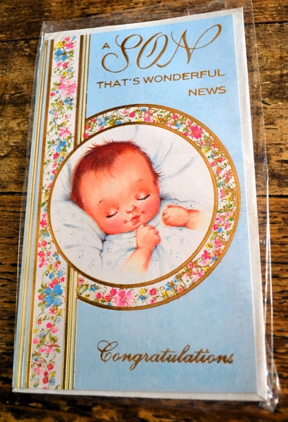 Vintage Original 1970s / 1980s Sealed Unused Card It's a Boy Son New Baby