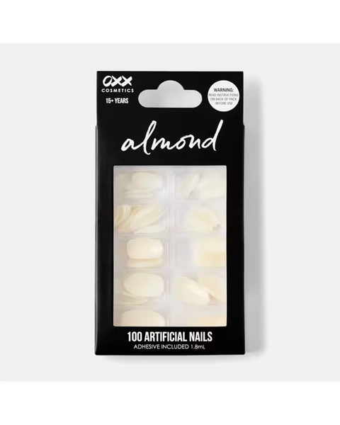 OXX Cosmetics 100 Pack Artificial Nails with Adhesive - Almond Shape, Clear - Clear - One Size