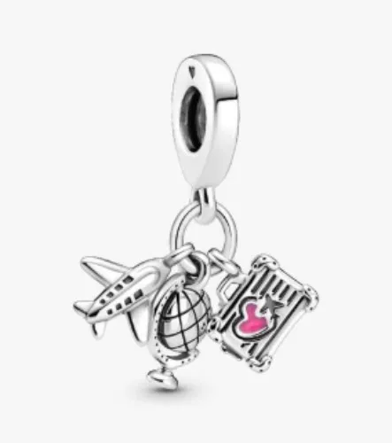 Airplane, Globe & Suitcase Dangle Charm