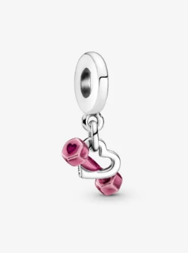 Dumbbell & Heart Dangle Charm