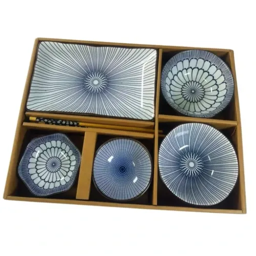 CONJUNTO PRATOS E TIGELAS P/ SUSHI CERAMICA C/7 PÇS NA CAIXA