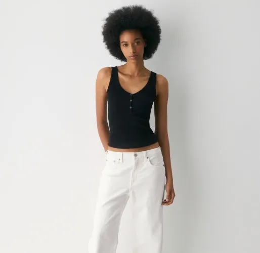 HomeStretch™ Rib Henley Tank