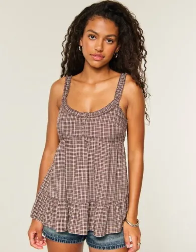 Ruffle Trim Tunic Babydoll Top