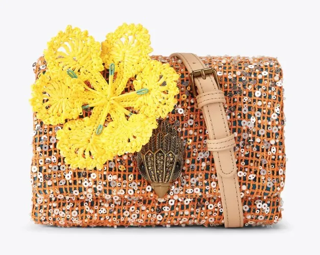 KC MINI KENSINGTON FLAP Orange Fabric Kensington Flap Bag by Kurt Geiger London