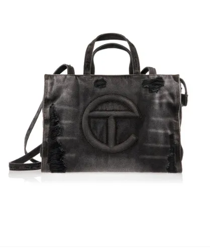 Medium Denim Shopper - Distressed Black 