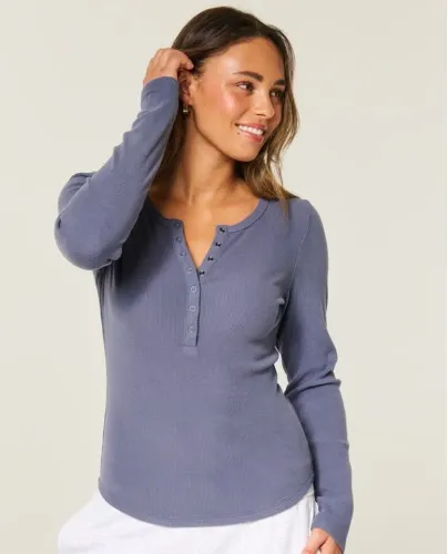 Cozy Rib Seamless Fabric Snap Henley