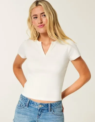 Cotton Notch-Neck Henley T-Shirt