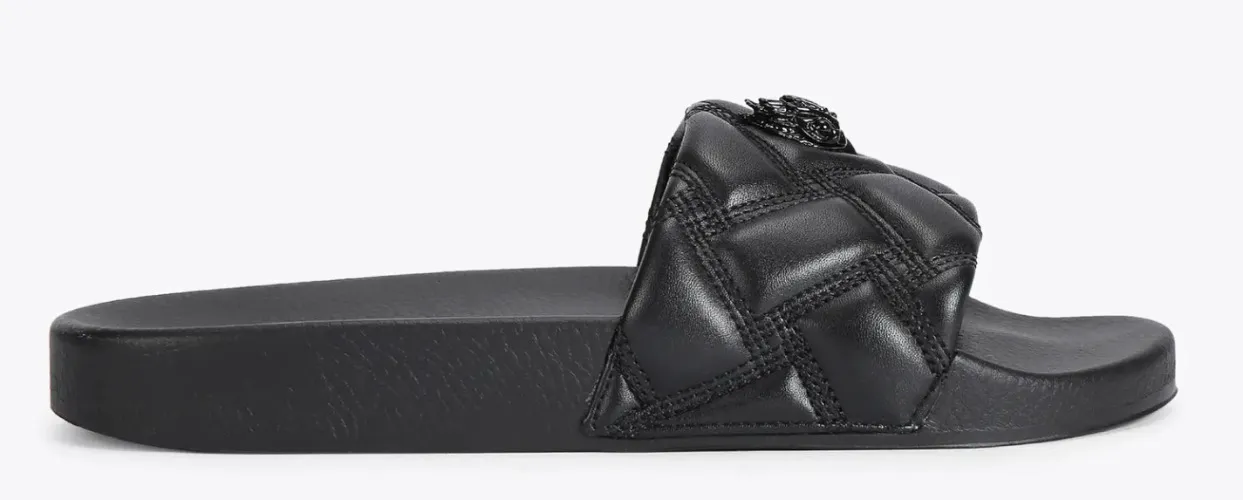 MEENA EAGLE DRENCH Black Slide On Sandals by KURT GEIGER LONDON