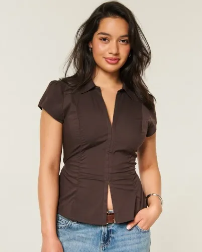 Ruched Short-Sleeve Shirt