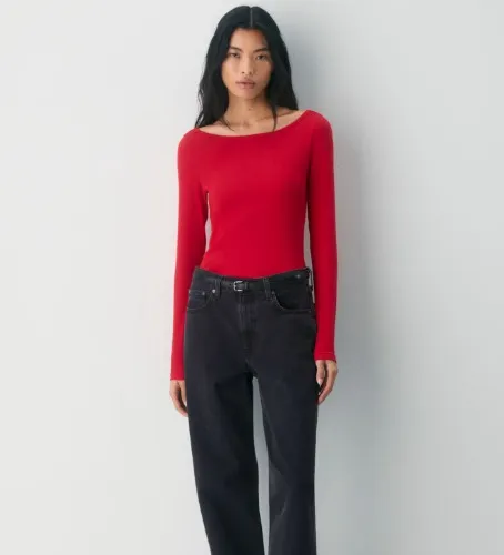 HomeStretch™ Rib Airwave Boatneck Longsleeve
