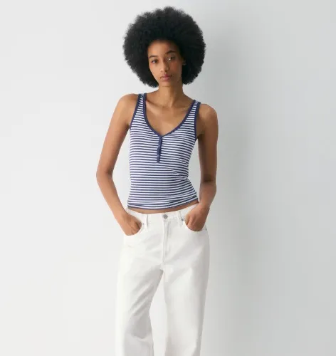 HomeStretch™ Rib Henley Tank