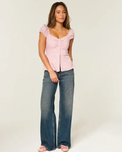 On/Off-the-Shoulder Button-Through Top