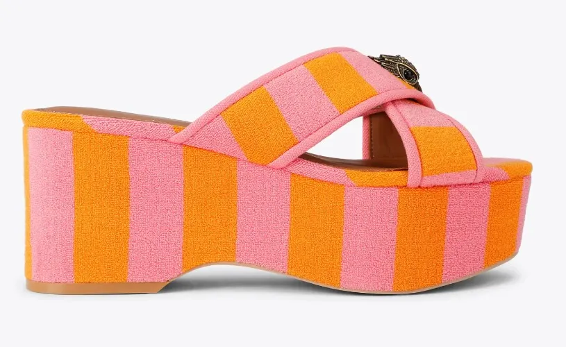 KC EAGLE X STRAP FLATFORM Pink Combination Fabric Flatform Sandal by Kurt Geiger London