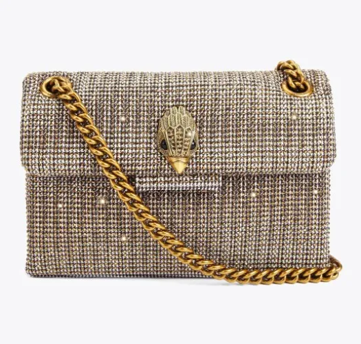 FABRIC MINI KENSINGTON V Gold Jewel Cross Body Purse by KURT GEIGER LONDON