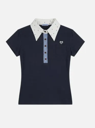 Aelfric Eden Polka Dot Collar Polo Baby Tee