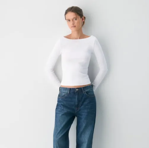 HomeStretch™ Rib Airwave Boatneck Longsleeve
