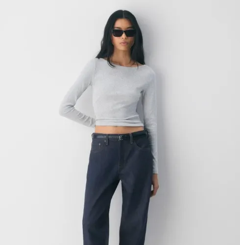 HomeStretch™ Rib Airwave Boatneck Longsleeve