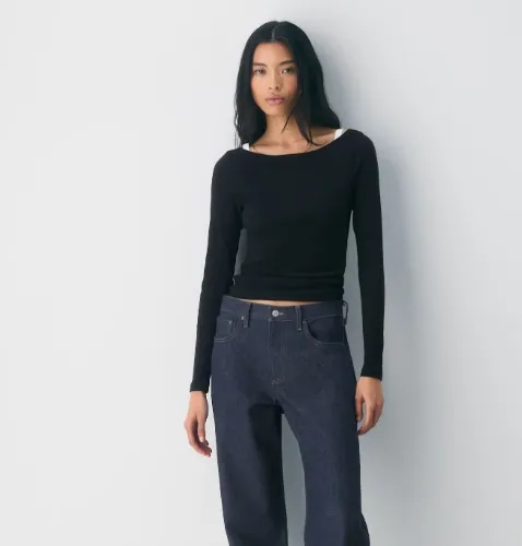HomeStretch™ Rib Airwave Boatneck Longsleeve