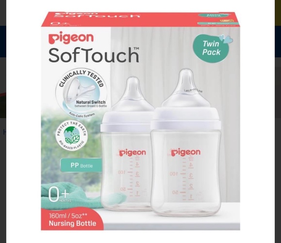 Pigeon SofTouch Gen 3 Bottle PP 160ml 0m+ Twin Pack
