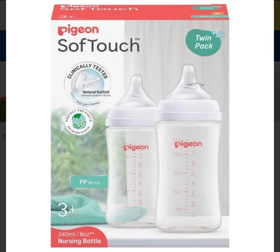 Pigeon SofTouch Gen 3 Bottle PP 240ml 3m+ Twin Pack