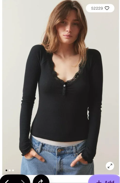 Out From Under Diana Layering Lace-Trim Henley Top