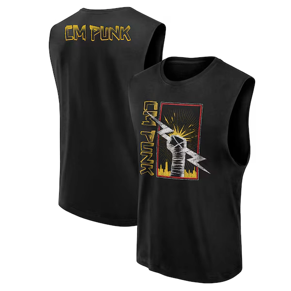 WWE CM Punk Chicago Fist Tank - Black - Mens