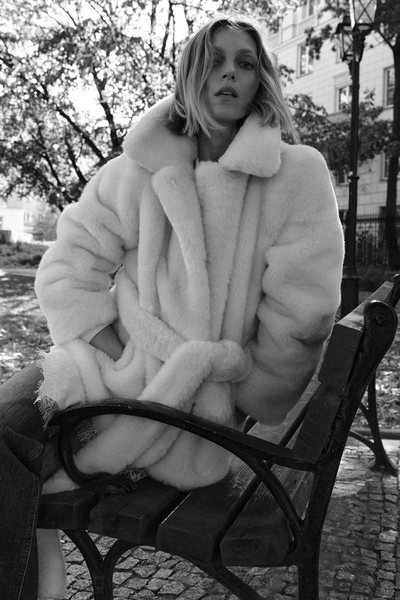 MANTEAU EFFET FOURRURE CEINTURE ZW COLLECTION