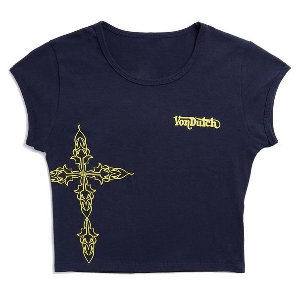 Von Dutch Navy Blue & Yellow Chopper Cross Baby Tee in 2025 | Infant tees, Cute clothing stores, Cute online clothing stores