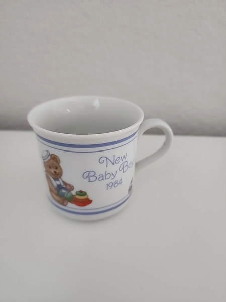 Hallmark New Baby Boy Cup 1984 Commemorative Porcelain Bear Toys Keepsake Sailor