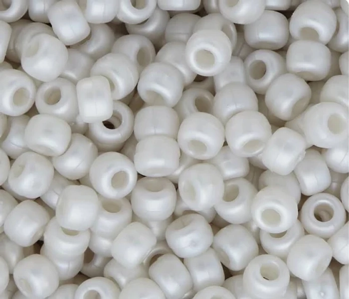 Pearl White Pony Barrel Beads
