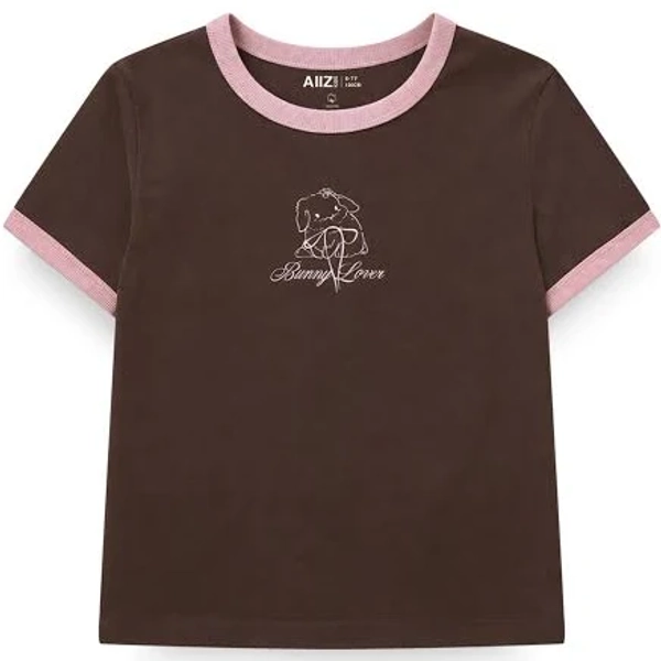 AIIZ Girl's Ringer Graphic T-Shirt