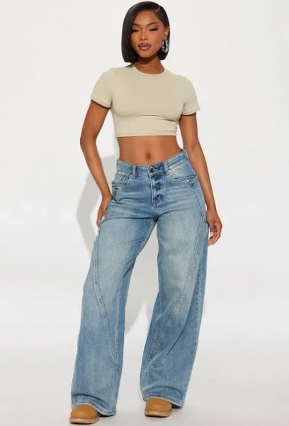 Fashion Nova Women's Taking Space Baggy Jeans