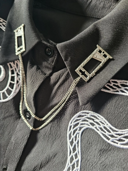 Collar Pin Chain. Guillotine Collar Pins. Lapel pins. Silver Collar Chain. Collar Pin. Collar Clips. Collar Pendant. Gothic Jewelry.