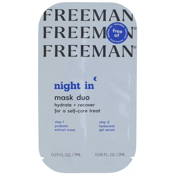 Freeman Night in Recovery Cream & Gel Facial Mask, Leave On Anti-Aging Mask, 2. Sachets