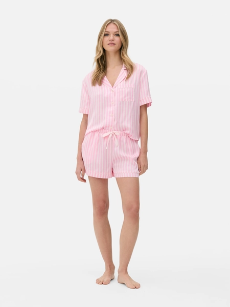 Striped Satin Boyfriend Short Pyjamas